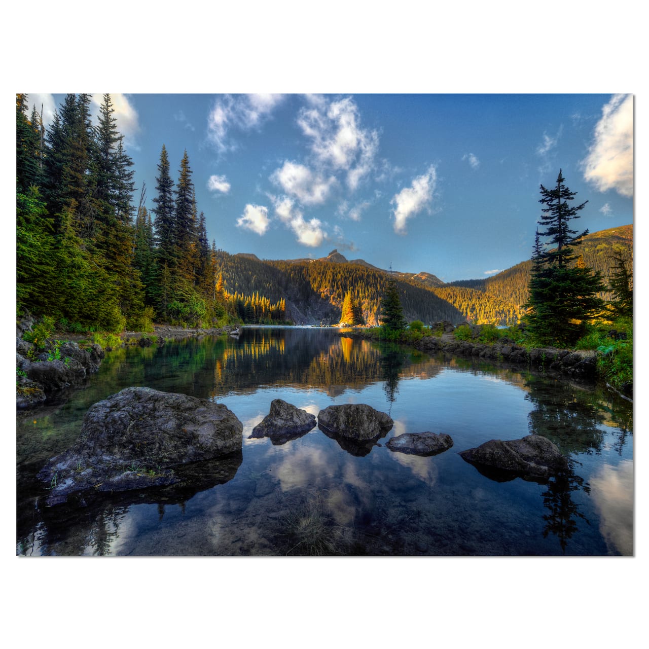 Designart - Mountain Lake Surrounded by Trees - Landscape Canvas Art Print